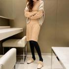Hooded Cable-knit Dress Pink - One Size