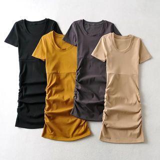 Short-sleeve Crew Neck Midi T-shirt Dress