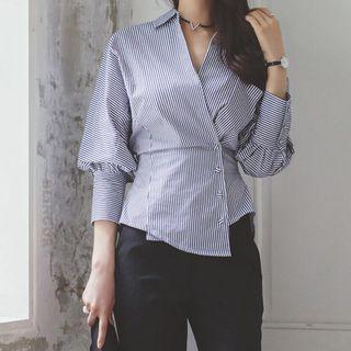 Puff-sleeve Side-button Blouse