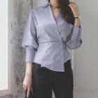 Puff-sleeve Side-button Blouse