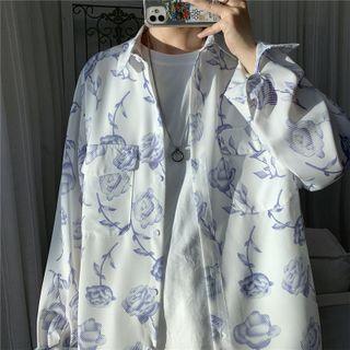 Rose Print Shirt Jacket