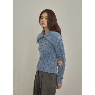 Wide-collar Cable Sweater