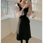 Set: Long-sleeve Ruffled Blouse / Jumper Dress