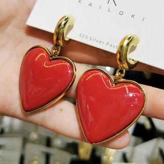 Alloy Heart Dangle Earring 1 Pair - Red - One Size