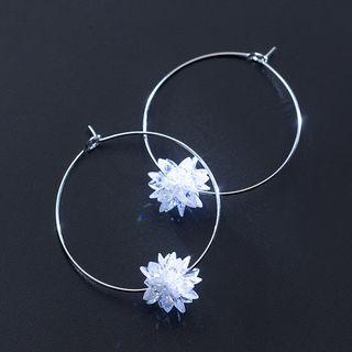 925 Sterling Silver Snowflake Hoop Earring S925 Silver - Silver - One Size