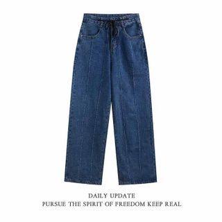 Drawstring Baggy Wide Leg Jeans