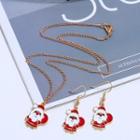 Set: Santa Claus Necklace + Drop Earring As Shown In Figure - One Size