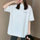 Short-sleeve Lettering Quilted T-shirt