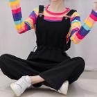 Crew-neck Long-sleeve T-shirt / Pocket Detail Jumper Pants / Set