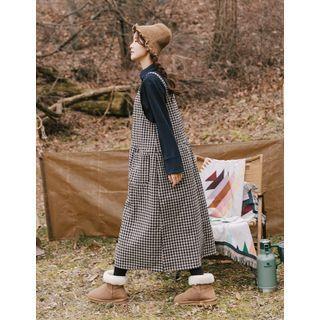 Checked Long Overall Dress