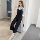 Set: Striped 3/4 Sleeve Top + Pinafore Playsuit