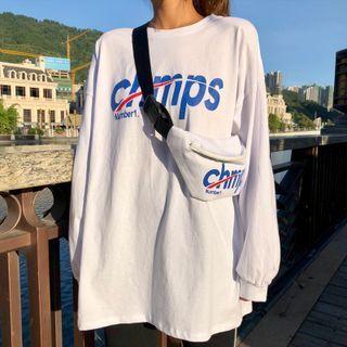 Set: Long-sleeve Lettering T-shirt + Belt Bag