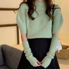 Set: Puff-sleeve Sweater + Oversleeves