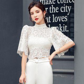 Bell-sleeve Lace Top / Dress Pants / Set