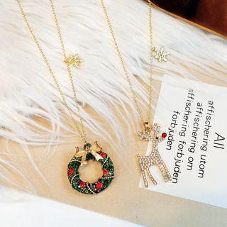 Rhinestone Christmas Pendant Necklace