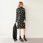 Long-sleeve Floral Print Dress With Cord