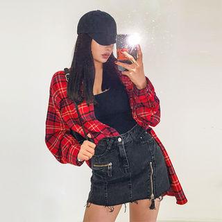 Zip-detail Mini Denim Skort