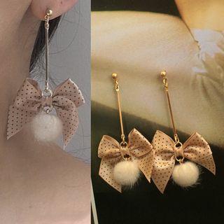 Bow Accent Pom Pom Earring