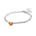 Simple And Fashion Geometric Orange Cubic Zirconia 316l Stainless Steel Double-layer Bracelet Silver - One Size