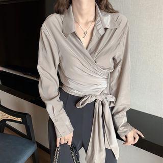 Lace-up Blouse / High Waist Wide-leg Pants