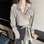 Lace-up Blouse / High Waist Wide-leg Pants