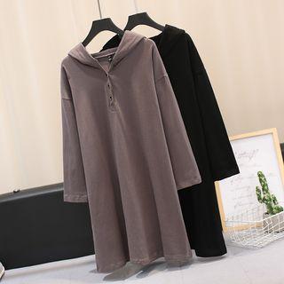 Button-detail Hoodie Dress