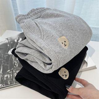 Bear Embroidered Wide-leg Sweatpants