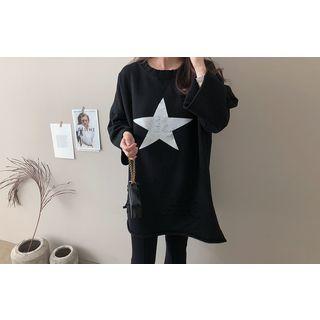 Perforated-detail Star Print Dress