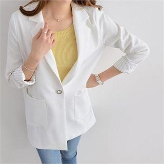 One Button Dual-pocket Jacket
