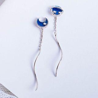925 Sterling Silver Planet Swirl Dangle Earring Silver - One Size