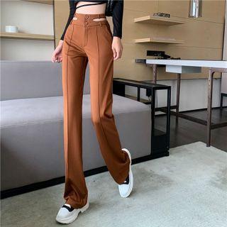 Cutout-waistline Wide-leg Dress Pants