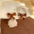 Asymmetrical Bow Drop Earring 1 Pair - Brown - One Size