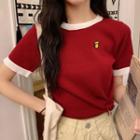 Short-sleeve Cup Embroidered T-shirt