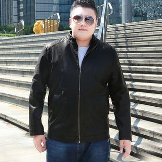 Plus Size Faux Leather Zip Biker Jacket