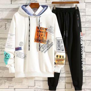 Set: Printed Oversized Hoodie + Sweatpants