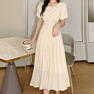 Short-sleeve Midi Chiffon A-line Dress