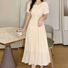 Short-sleeve Midi Chiffon A-line Dress