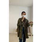 Long-sleeve Plain Drawstring Jacket