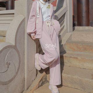 Embroidered Hooded Zip Jacket / Sweatpants