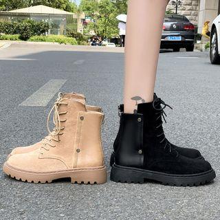 Lace-up Panel Short Boots