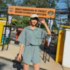 Hooded Elbow-sleeve Chiffon Playsuit