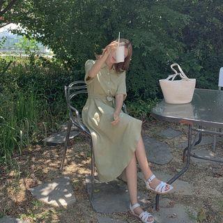 [lovb] Wrap-front Long Shirtdress