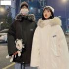 Couple Matching Fluffy Hooded Zip Jacket