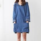 Sailor Collar Long Sleeve Denim Dress