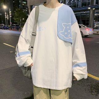 Japanese Character Paneled Sweatshirt