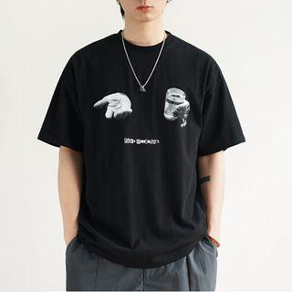 Print Round Neck Short Sleeve Tee