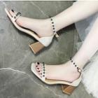Studded Faux-leather Block-heel Sandals