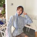 Suede-leather Loose-fit Hooded Sweatshirt