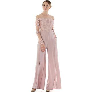 Off-shoulder Long-sleeve Lace Jumpsuit