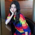 Rainbow Stripe T-shirt Dress As Shown In Figure - One Size